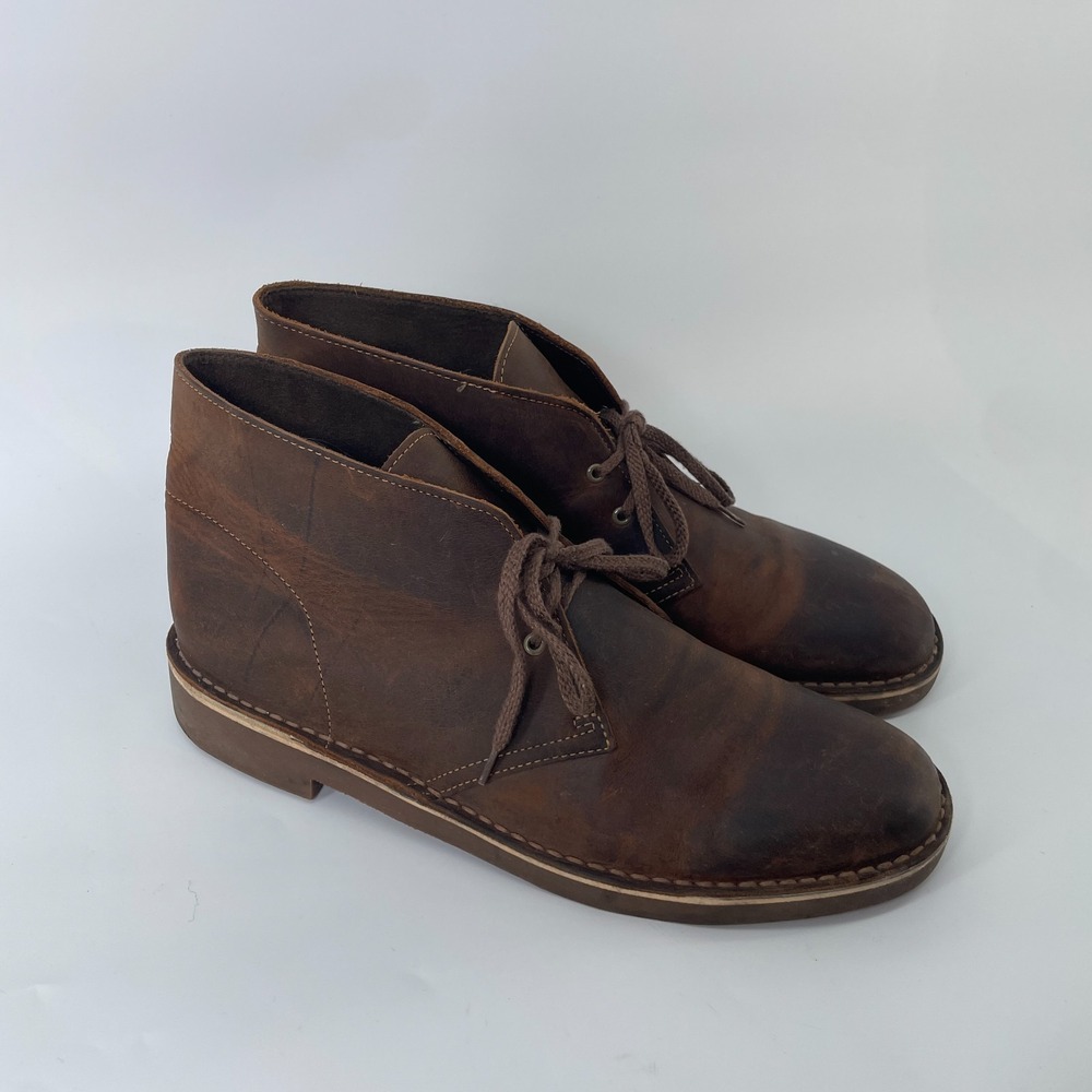 Clarks Mens Bushacre 2 Brown Leather Chukka Desert Boots Sz 11 M